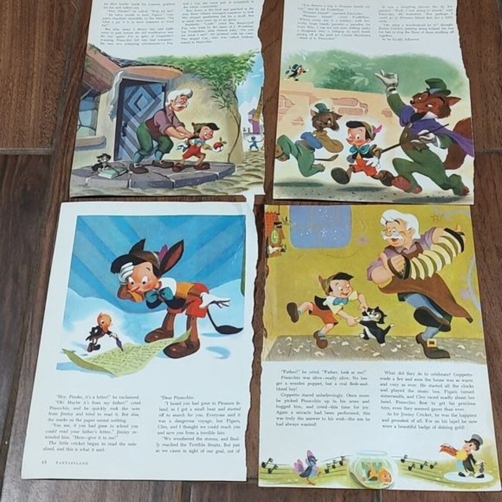 1965 Disney Pinocchio nursery decor Fantasyland pages picture